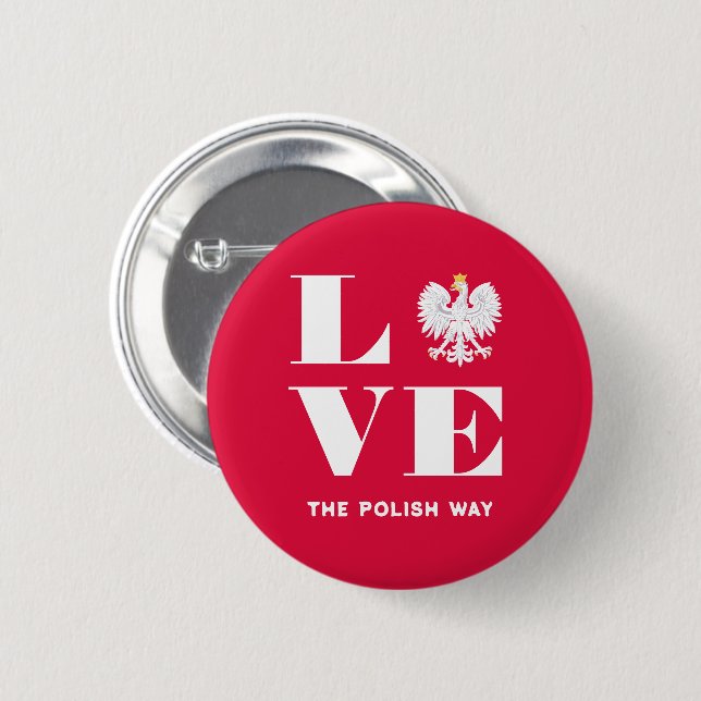Chapa Redonda De 5 Cm Amar Polonia Polska Personalizado de águila blanca (Anverso y reverso)