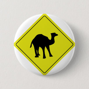 Chapa Redonda De 5 Cm amarillo australiano del roadsign del camello