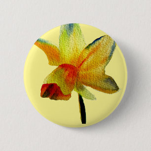 Chapa Redonda De 5 Cm Amarillo Daffodil acuarela arte Primavera Flor