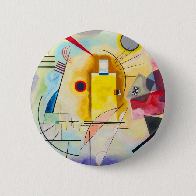 Chapa Redonda De 5 Cm Amarillo-Rojo-Azul de Kandinsky (Anverso)