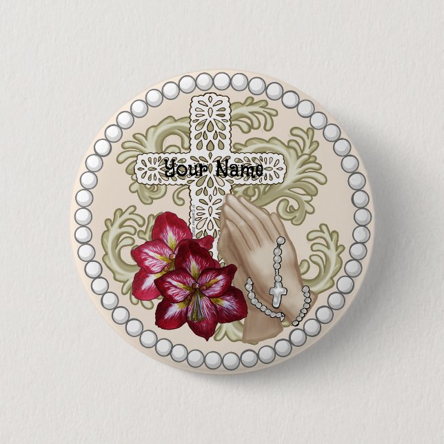 Chapa Redonda De 5 Cm Amaryllis Rosary (Anverso)
