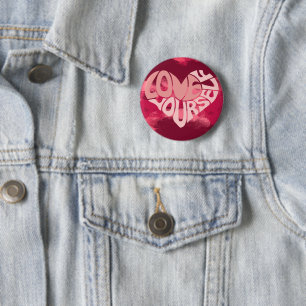Chapa Redonda De 5 Cm Ámate a ti mismo Corazón Retro Rosa