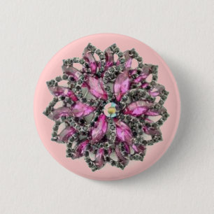 Chapa Redonda De 5 Cm Amatista y diamantes negros - fondo rosa