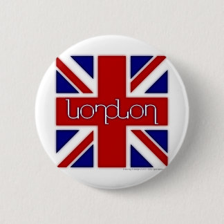 Chapa Redonda De 5 Cm Ambigram de "Londres" en bandera BRITÁNICA