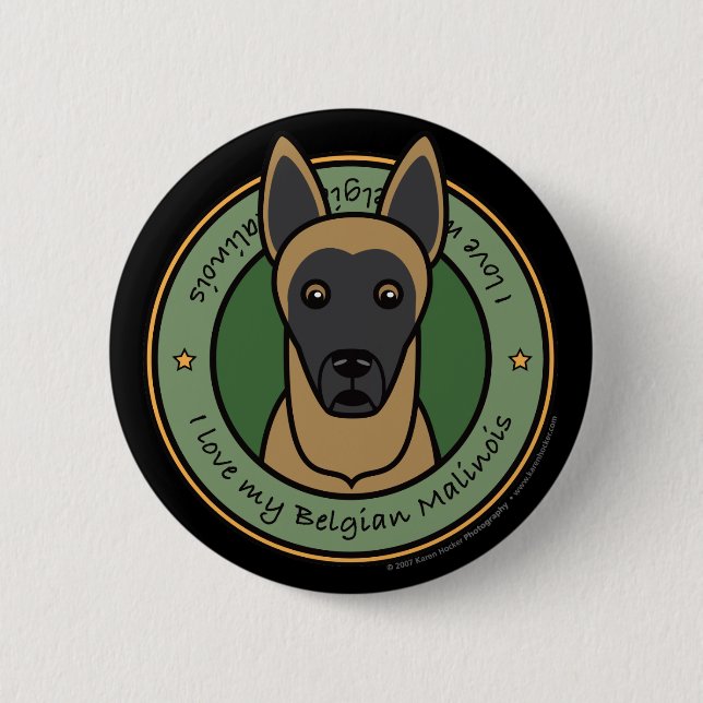 Chapa Redonda De 5 Cm Ame mi Malinois (Anverso)