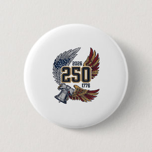 Chapa Redonda De 5 Cm América 250 Alas de Águila 2026 Diseño Patriótico_