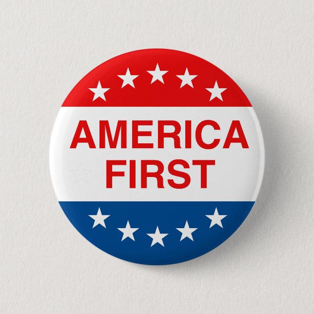 CHAPA REDONDA DE 5 CM "AMERICA FIRST" (Anverso)