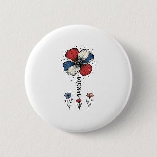 Chapa Redonda De 5 Cm América Floral Patriótico Vintage Diseño Vectorial