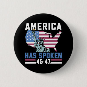 Chapa Redonda De 5 Cm América Ha Hablado 45 47 Trump Presidente Vintage