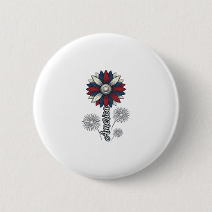 Chapa Redonda De 5 Cm América Patriótica Flor Fuegos Artificiales Diseño