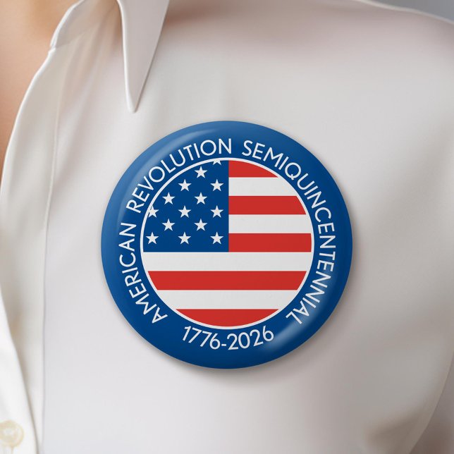 Chapa Redonda De 5 Cm America Semiquincentennial 1776-2026 USA 250 Flag (Celebrate America's 250th Birthday with a Collectible Button for the 2026 Festivities)