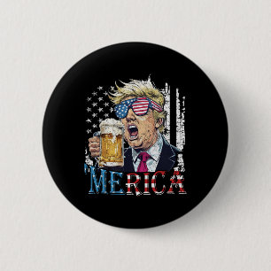 Chapa Redonda De 5 Cm América Trump 4 De Julio Divertido Beber Cerveza H