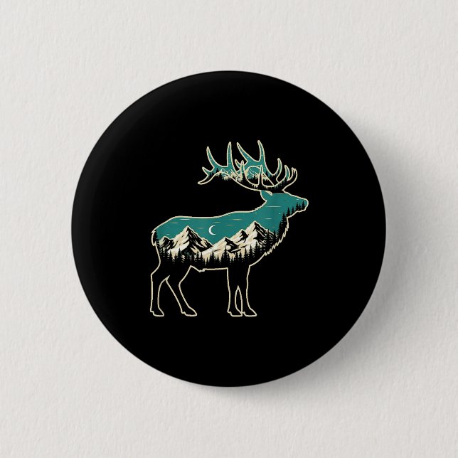 Chapa Redonda De 5 Cm American Elk Lover Dad Retro Hunting  (Anverso)