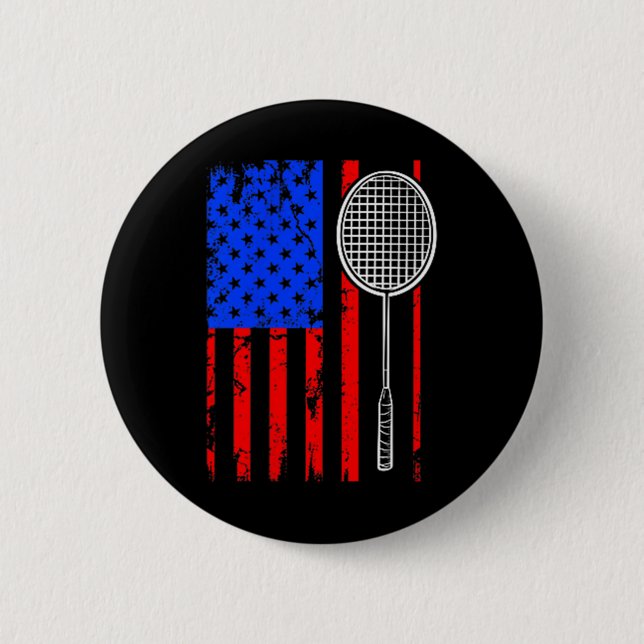 Chapa Redonda De 5 Cm American Flag Badminton  (Anverso)