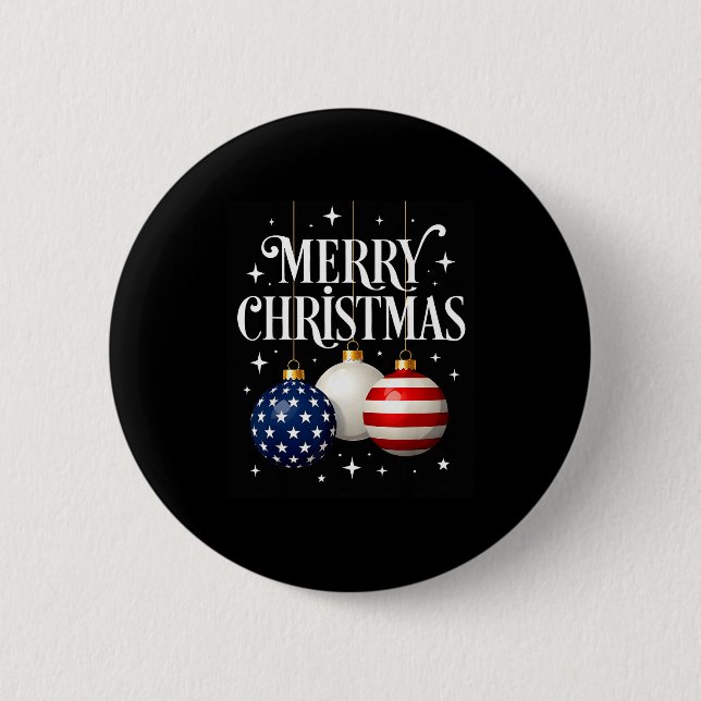 Chapa Redonda De 5 Cm American Flag Merry Christmas Tree Baubles Us Patr (Anverso)