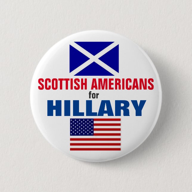 Chapa Redonda De 5 Cm Americanos escoceses para Hillary 2016 (Anverso)