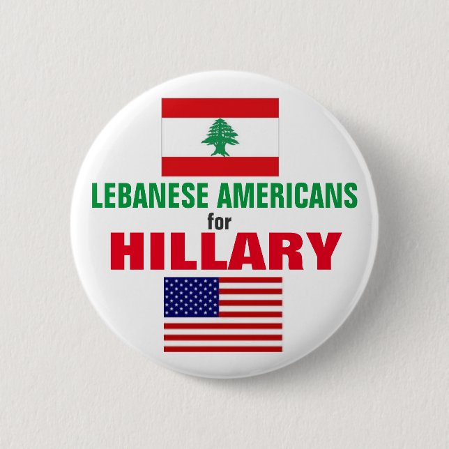 Chapa Redonda De 5 Cm Americanos libaneses para Hillary 2016 (Anverso)