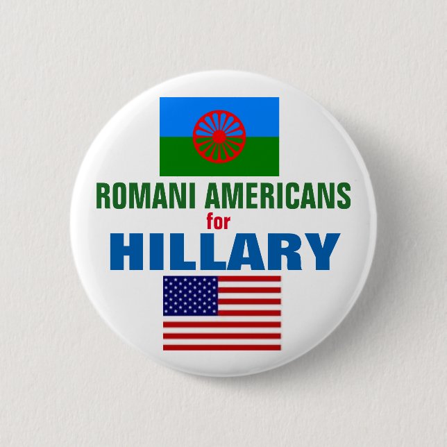 Chapa Redonda De 5 Cm Americanos Romani para Hillary 2016 (Anverso)