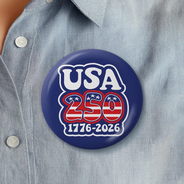 Chapa Redonda De 5 Cm America's 250th Birthday - Groovy USA 250 (Celebrate America's 250th Birthday with a Collectible Button for the 2026 Festivities)
