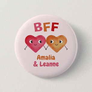 Chapa Redonda De 5 Cm Amigas para siempre BFF corazón lindo pareja Stick