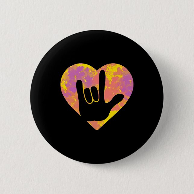 Chapa Redonda De 5 Cm Amigo del lenguaje Rótulo americano: Orgullo sordo (Anverso)