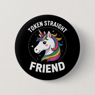 Chapa Redonda De 5 Cm Amigo heterosexual simbólico unicornio gay Orgullo