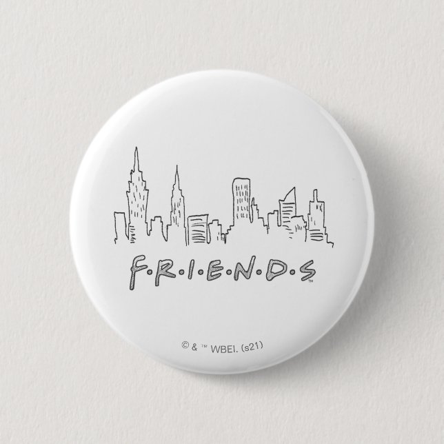 Chapa Redonda De 5 Cm AMIGOS™ | Silhouette de Nueva York (Anverso)