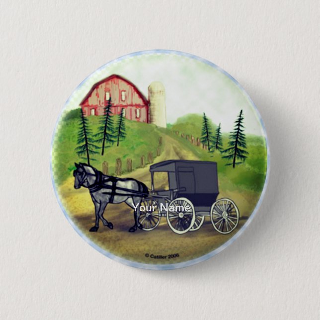 Chapa Redonda De 5 Cm Amish Buggy Return (Anverso)