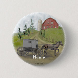Chapa Redonda De 5 Cm Amish Buggy Visitante