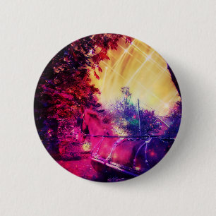Chapa Redonda De 5 Cm Amish Horse and Buggy Trippy Colorido Arte Digital