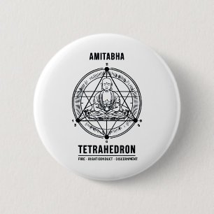 Chapa Redonda De 5 Cm Amitabha Buddha Tetrahedron - Geometría sagrada y 