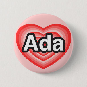 Chapa Redonda De 5 Cm Amo a Ada. Te amo Ada. Corazón