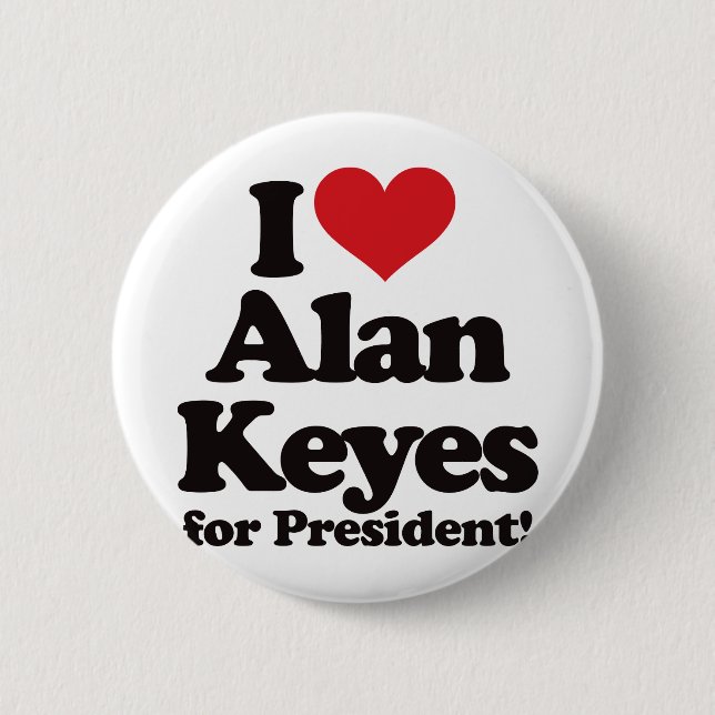 Chapa Redonda De 5 Cm Amo a Alan Keyes para el presidente (Anverso)
