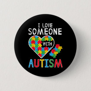 Chapa Redonda De 5 Cm Amo A Alguien Con Autismo Concienciación Corazón H