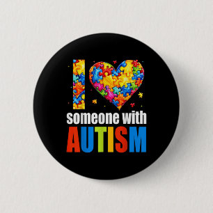 Chapa Redonda De 5 Cm Amo A Alguien Con Autismo Concienciación Corazón H