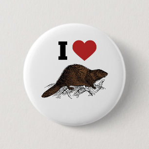 Chapa Redonda De 5 Cm Amo a Beaver