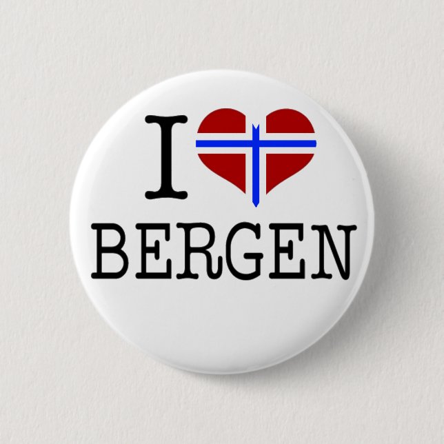 Chapa Redonda De 5 Cm Amo a Bergen (Anverso)