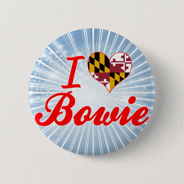 Chapa Redonda De 5 Cm Amo a Bowie, Maryland (Anverso)