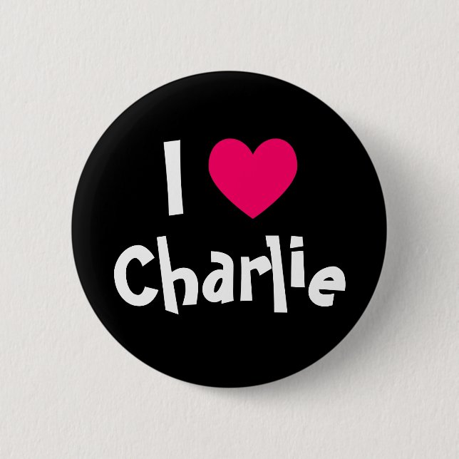 Chapa Redonda De 5 Cm Amo a Charlie (Anverso)