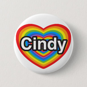 Chapa Redonda De 5 Cm Amo a Cindy. Te amo Cindy. Corazón