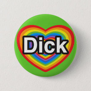 Chapa Redonda De 5 Cm Amo a Dick. Te amo, Dick. Corazón