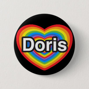 Chapa Redonda De 5 Cm Amo a Doris. Te amo Doris. Corazón