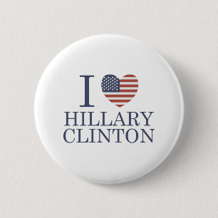 Chapa Redonda De 5 Cm Amo a Hillary Clinton