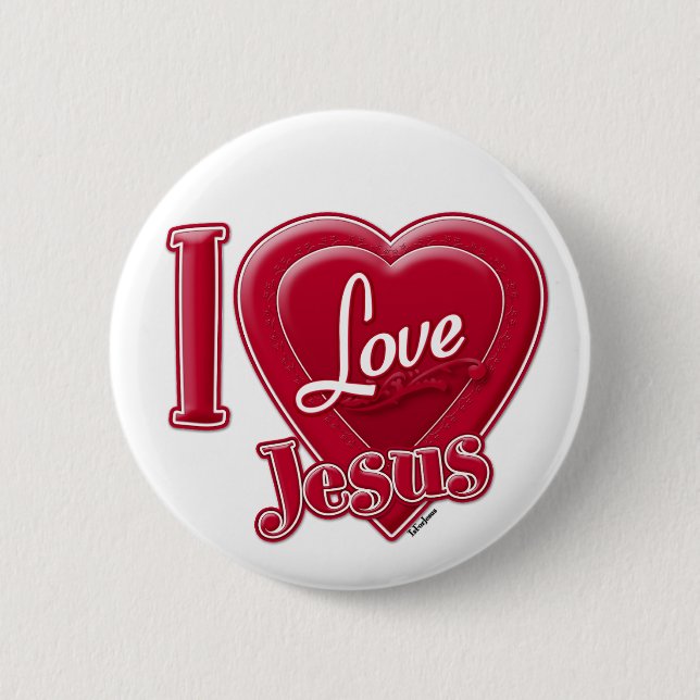 Chapa Redonda De 5 Cm Amo a Jesús Corazón Rojo (Anverso)