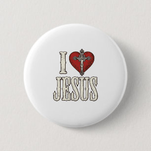 Chapa Redonda De 5 Cm Amo a Jesús Grabado Vintage Diseño de Camiseta de 