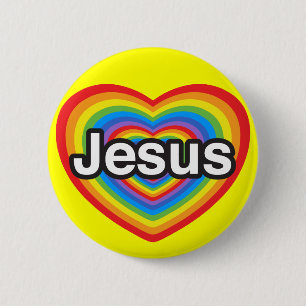 Chapa Redonda De 5 Cm Amo a Jesús. Te amo, Jesús. Corazón