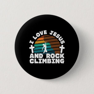 Chapa Redonda De 5 Cm Amo a Jesús y el escalado en roca Fe cristiana en