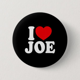 Chapa Redonda De 5 Cm Amo a Joe, Me encanta el nombre de Joe, Corazón Ro
