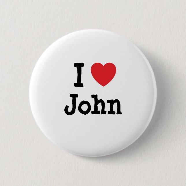Chapa Redonda De 5 Cm Amo a John Heart-Shirt (Anverso)