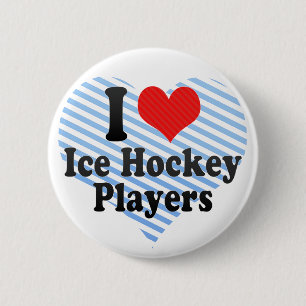 Chapa Redonda De 5 Cm Amo a jugadores del hockey sobre hielo